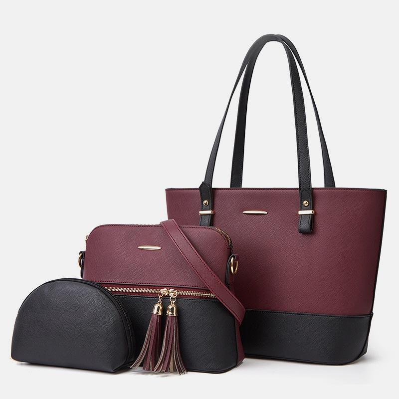 3PCS Retro Large Capacity Handbag Tote Bag Set mySite